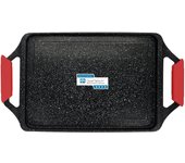 Plancha cocina inducción asar, antiadherente titanio 5 capas, aluminio fundido 43x25cm sin pfoa, briebe, negro, , black titanium