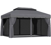 Cenador para jardín outsunny tela de poliéster, aluminio gris 390x290x270 cm
