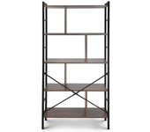 Estantería para libros 4 niveles 155 cm estructura de hierro marrón estilo industrial rústico para libros 01_0000070