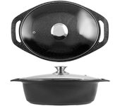 Cacerola ovalada de aluminio fundido con tapa de 32 x 24 pulgadas officine standard