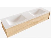 Mondiaz lush 150cm mueble de baño color washed oak con 1 cajón. con lavabo cloud doble 2 orificios color talc