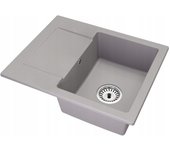 Fregadero cocina gris 47,4x58,4cm, fregadero granito 1 seno + sifón