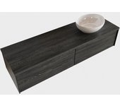 Mondiaz lush 150cm mueble de baño antracite con 2 cajones. con lavabo derecho sin orificios blanco brillo