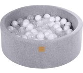 Meowbaby piscina de bolas, round seca para niños, gris claro : blanco/transparente, 200 pcs, 90x30cm