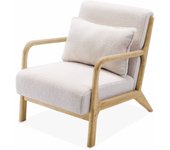 Sillón escandinavo de madera y tela borreguito, lorens borreguito, blanco, 65x80x79 cm