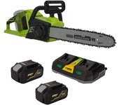 Motosierra sin cable 40v 2 baterías litio 4ah guía oregon hoja 35 cm vito + cargador rápido doble vito motor sin escobillas