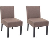 Juego de 2 sillas de comedor en tela marrón patas de madera diseño sencillo asiento extralargo 04_0000392