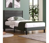 Cama tapizada de 90 x 200 cm, estructura de cama con somier y cabecero, cama doble tapizada, funda textil