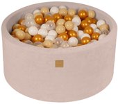 Meowbaby piscina de bolas, round seca para niños, crudo : dorado/beige/blanco/transparente, 300 pcs, 90x40cm