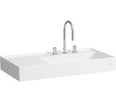 Laufen kartell lavabo sobre encimera, repisa izquierda, 3 agujeros para grifo, sin rebosadero, 900x460mm, h8183390001581, color: blanco
