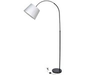 Lámpara de pie de metal y tulipa de tela, brazo oscilante, lámpara de lectura, interruptor de cable y enchufe, casquillo e27, 40w, sala de estar,