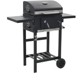 Vidaxl parrilla de carbón para barbacoa con estante inferior, color negro