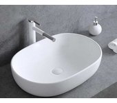 Fregadero sobre encimera de cerámica blanca ovalada anna slim 48 cm