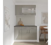 Set cocina haaus karo v3, gris brillante/blanco, mdf, encimera thermo 28 mm, l 120 cm
