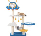 Árbol para gatos de 124 cm, centro de juego para gatitos de múltiples niveles con percha superior, hamaca, postes rascadores de sisal, plataformas en