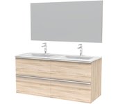 Mueble de baño montado unis magnolia hokaido 4 cajones 120x45x56 cm. lavabo y espejo incluidos.
