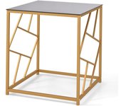 Mesa auxiliar de vidrio templado, mesa de café pequeña de 50 cm con marco de metal dorado, mesa auxiliar cuadrada, mesa compacta para sala de estar