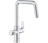 Grifo de cocina con filtro - cromo - filtración de agua - caño alto en u - rotación 150° - grohe blue pure start - 30595000