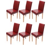 Juego de 6 sillas de cocina comedor en color rojo patas de madera clara sintética diseño moderno 04_0000710