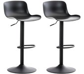 Juego de 2 taburetes de bar de diseño contemporáneo regulables en altura en plástico negro pies de trompe 10_0000318