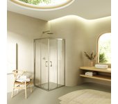 Mampara de ducha moments of glass diana 70x75x190 cm con puertas correderas, perfiles cromados y cristal transparente