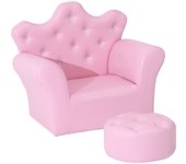 Sofá para niños con reposapiés homcom rosa 58x40,5x49 cm