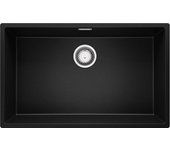 Primagran fregadero bajo encimera negro metallic 76x47cm, fregadero cocina 1 seno + sifón, fregadero granito al mueble 80cm - london