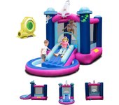 Casa hinchable con tobogán, 207x393x270cm, para interior y exterior para niños de 3 a 10 años, capacidad de peso 135 kg (con soplador)
