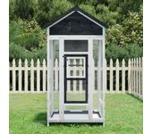 Vidaxl casita para pájaros madera maciza pino gris 91,5x53x170 cm
