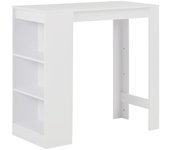 Mesa alta de cocina con estantería blanco 110x50x103 cm
