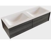 Mondiaz lush 120cm mueble de baño color antracite con 2 cajones. con lavabo cloud doble 2 orificios color talc