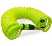 Amig - manguera en espiral | fabricada en polipropileno | medida extensible hasta 15 m | incluye lanza de riego, adaptador y 2 empalmes | color: verde