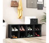 Banco zapatero de 8 cubos, banco entrada recibidor 3 niveles, unidad de almacenamiento multifuncional, carga 230kg, 102x30x41cm (negro)