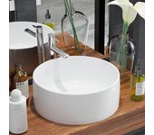 Fregadero redondo de cerámica blanca 40 x 15 cm