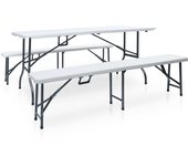 Mesa de jardín plegable con 2 bancos 180 cm acero y hdpe blanco 02_0018691