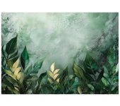 Papier peint panoramique intissé feuilles vert nature 400x280 cm - colle inclus - xxl moderne papier peint pour chambre salon