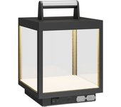Lucande led lámpara de mesa recargable cube, aluminio, ip54, atenuable
