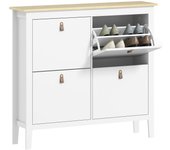 Mueble zapatero homcom melamina de madera blanco 105x24x95.5 cm