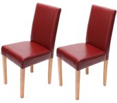 Juego de 2 sillas de cocina comedor en color rojo patas de madera clara sintética diseño moderno 04_0002079