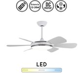 Ventilador de techo con luz silencioso dc con mando oriel blanco 107 cm invierno-verano color luz regulable
