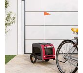 Vidaxl remolque de bicicleta mascotas hierro tela oxford rojo gris