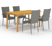 Vidaxl conjunto de comedor de jardín de 5 piezas gris