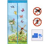 Mosquitera magnética para puerta 90x210 cm - cortina estampada de verano para balcón, jardín y sótano - protección óptima contra insectos