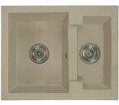 Fregadero cocina beige 47,5x58,2cm, fregadero granito 1,5 senos + sifón