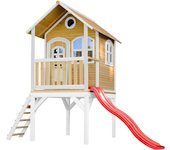 Axi laura casa infantil de madera fsc con tobogán rojo | casita de juegos para niños de jardin / exterior | parque infantil en marron y blanco
