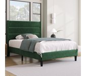 Cama tapizada de 90 x 200 cm, estructura de cama con somier y cabecero, cama doble tapizada, funda textil