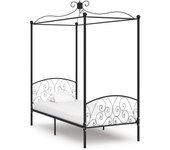 Vidaxl estructura de cama con dosel sin colchón metal negro 90x200 cm
