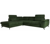Sofá rinconero lincoln 155, verde, función de descanso, almacenaje, 277x237x75cm