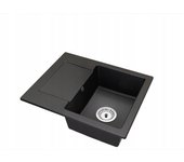 Fregadero cocina negro 47,4x58,4cm, fregadero granito 1 seno + sifón