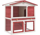 Vidaxl jaula conejera con 3 puertas madera rojo